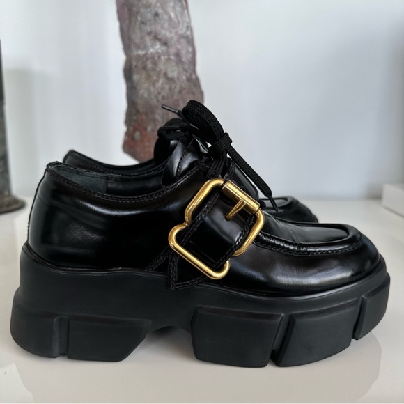 Prada Chunky Soled Derby Lace-up Loafers with Oversized buckle size 36 - Picture 8 of 16